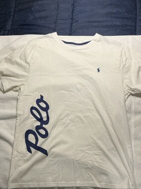 Polo by Ralph Lauren White Short Sleeve Tee with Navy Script & Pony